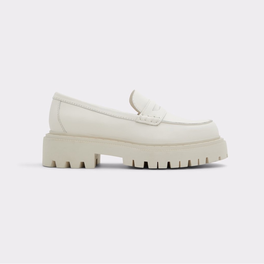Aldo Off-White Chunky Lug Penny Loafers